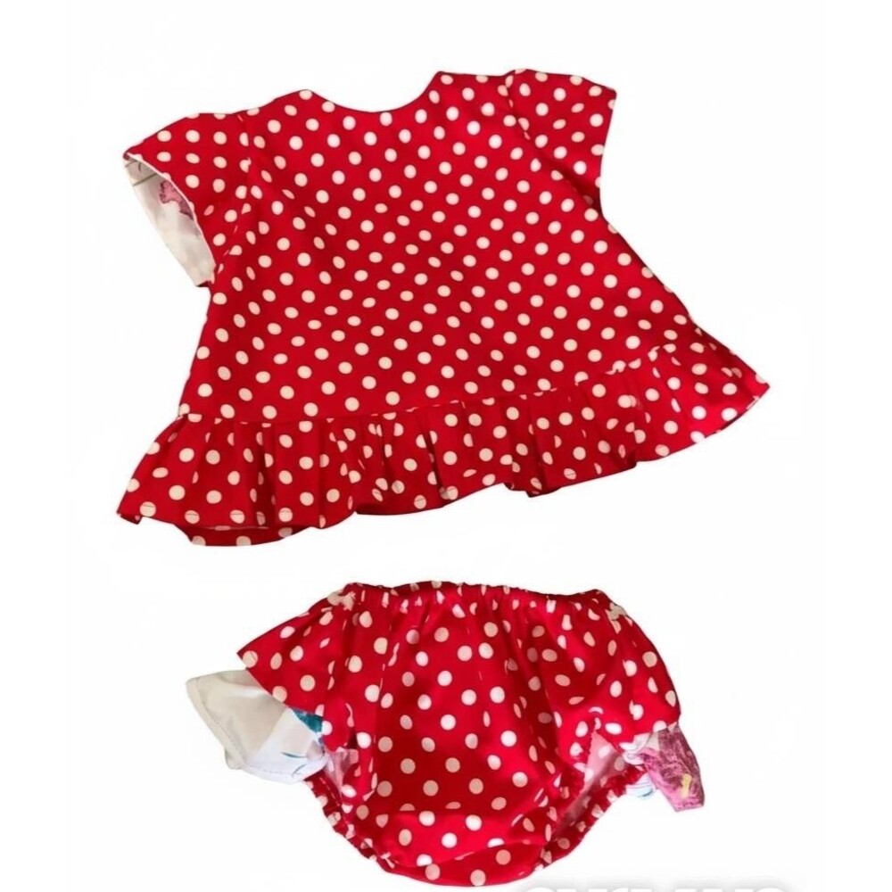 Baby Girl Polka Dot Outfit Set Red & White Ruffle Top Bloomer Size 6-12 Months - Picture 10 of 10